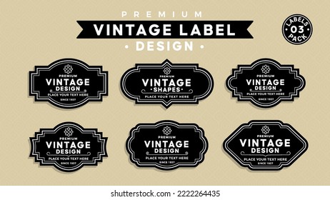 Conjunto de elementos de diseño de vectores de etiquetas negras vintage para identidad, embalaje, logotipos, etiquetas y distintivos - Paquete 03