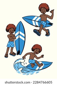 Set Vintage Black Surfer Boy