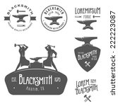 Set of vintage blacksmith labels and design elements