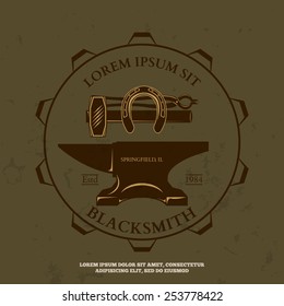 Set of vintage blacksmith labels and design elements vector illustration