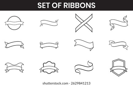 Set of vintage blank ribbons vector 