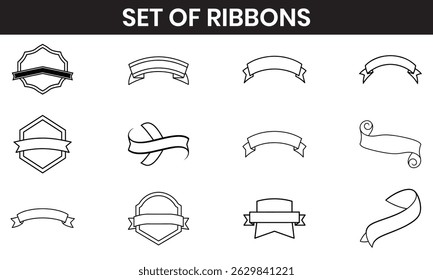 Set of vintage blank ribbons vector 