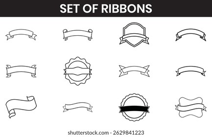Set of vintage blank ribbons vector 