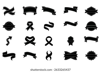 Set of vintage blank ribbons vector 