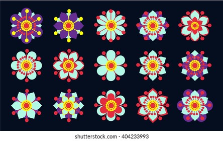 Set of vintage blue flowers. Vector floral elements for your compositions.
