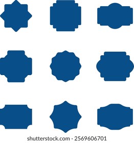 Set of vintage blue label and badges shape collections. Vector illustration.