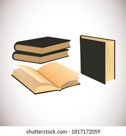 set of vintage books collection vector Education Study Knowledge School illustration