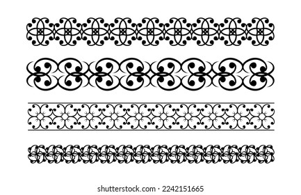 Set of vintage borders, calligraphic design elements and page decorations. Calligraphic ornaments collection isolated. Vector illustration.