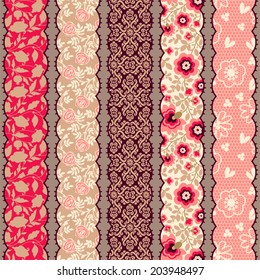 Set of vintage borders. Could be used as divider, frame, etc. Seamless pattern. Patchwork.