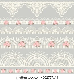 Set Of Vintage Borders. Could Be Used As Divider, Frame, Etc. Vintage Lace.