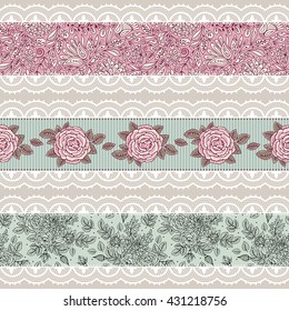 Set of vintage borders. Could be used as divider, frame, etc