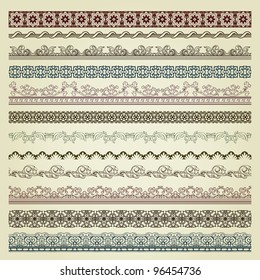 Set Of Vintage Borders. Could Be Used As Divider, Frame, Etc