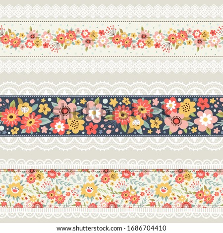 Set of vintage borders. Could be used as divider, frame, etc