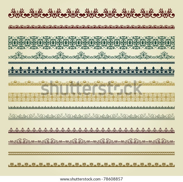 Set of vintage borders. Could be used as divider,\
frame, etc