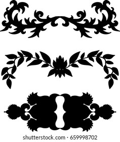 Set of vintage borders. Decorative design elements. Vector illustration.