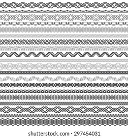 Set of vintage borders for design. Twenty border elements for frames in knotting style.