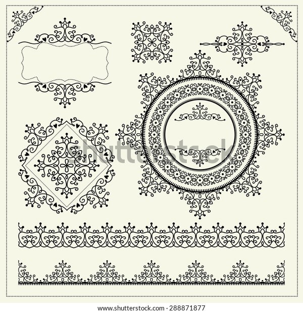 Set of vintage borders, frames and elements for
invitation or greeting
card.
