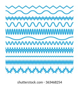 Set of vintage borders. Geometric Frames. 
Waves. Contour line design. Vector Illustration. 