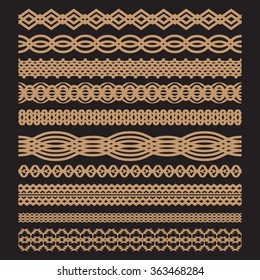 Set of vintage borders. Geometric Frames. 
Waves. Contour line design. Vector Illustration. 