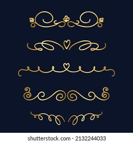 Set of vintage borders isolated on a plain. Vintage art deco set. Vector golden geometric template in style of 1920s, artdeco corners for borders and frames EPS 10, with seperated layers