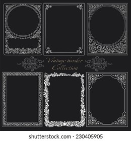 Set of vintage borders on black.
