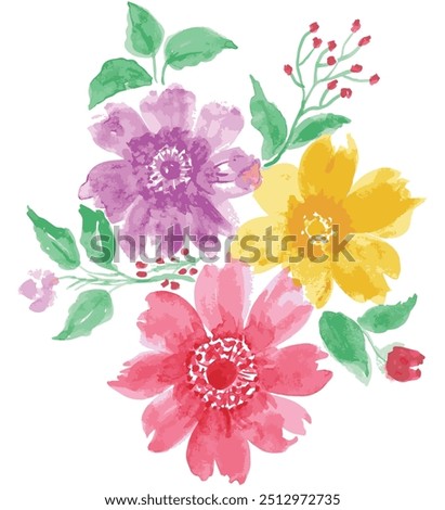 set of vintage botanical flower bunch  and cute flower arrangements. hand painted botanical flower vector illustration.