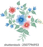 set of vintage botanical flowers bunch  and small flower arrangements. hand painted flower vector illustration.