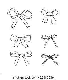 set of vintage bows. hand drawn