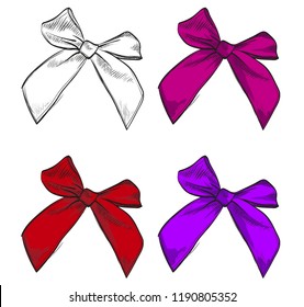 Set of vintage bows on white background. Vector bows set.