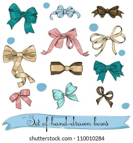 set of vintage bows. Vector illustration EPS8