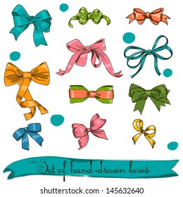 set of vintage bows. Vector illustration EPS8