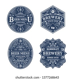 Set of Vintage brewery label design, calligraphy and typography elements styled design