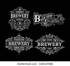 Set of Vintage brewery label design, calligraphy and typography elements styled design [Converted]