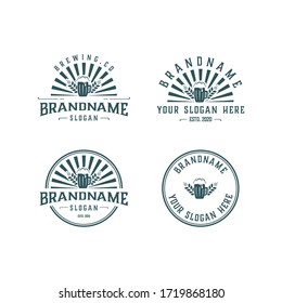 set vintage brewery logo, brewery label emblem. Design vector illustration
