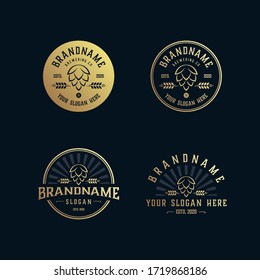 set vintage brewery logo, brewery label emblem. Design vector illustration