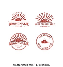 set vintage brewery logo, brewery label emblem. Design vector illustration