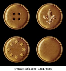 set of vintage bronze buttons - vector illustration