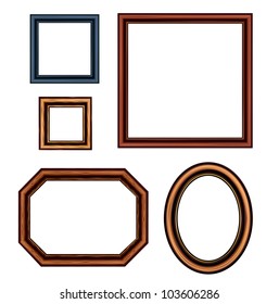 Set of vintage brown picture frames. Vector