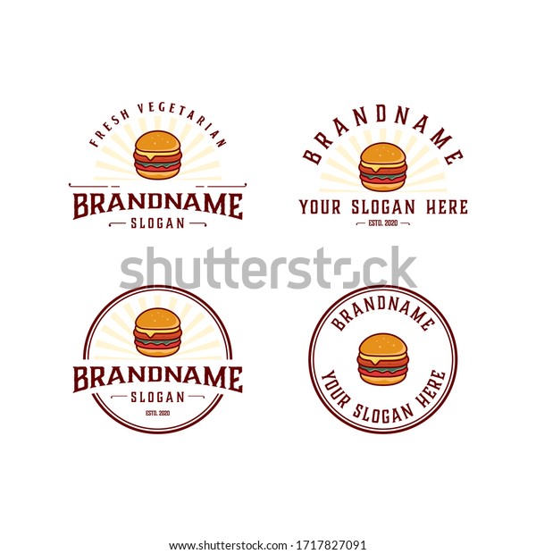 Set Vintage Burger Logo Burger Label Stock Vector (Royalty Free ...