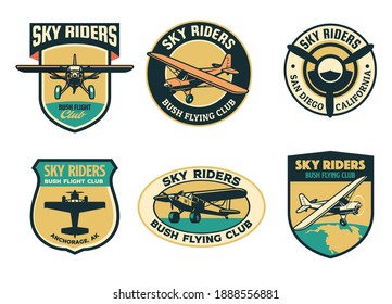 Set Of Vintage Bush Flying Badge Design