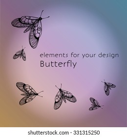 Set of vintage butterflies .Elements for your design.Vector illustration. EPS10