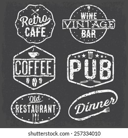 set of vintage cafe ,pub,wine bar and restaurant emblems