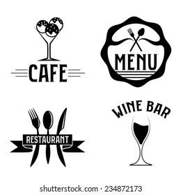 set of vintage cafe and restaurant emblems