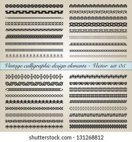 Conjunto de elementos de diseño caligráfico vintage en archivo vectorial editable