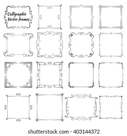 set of vintage calligraphic frames