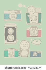 Set of vintage cameras
