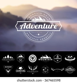 Set of vintage camping badges and labels.Vector eps 10
