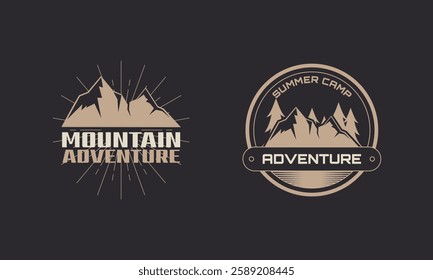 Set of Vintage Camping Outdoor Adventures Emblems Logo. Design Concept for Brand, Business, Company, Badge, Sticker, Stamp, Label.