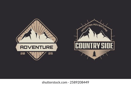 Set of Vintage Camping Outdoor Adventures Emblems Logo. Design Concept for Brand, Business, Company, Badge, Sticker, Stamp, Label.