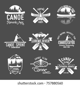 Set of vintage canoeing  logo